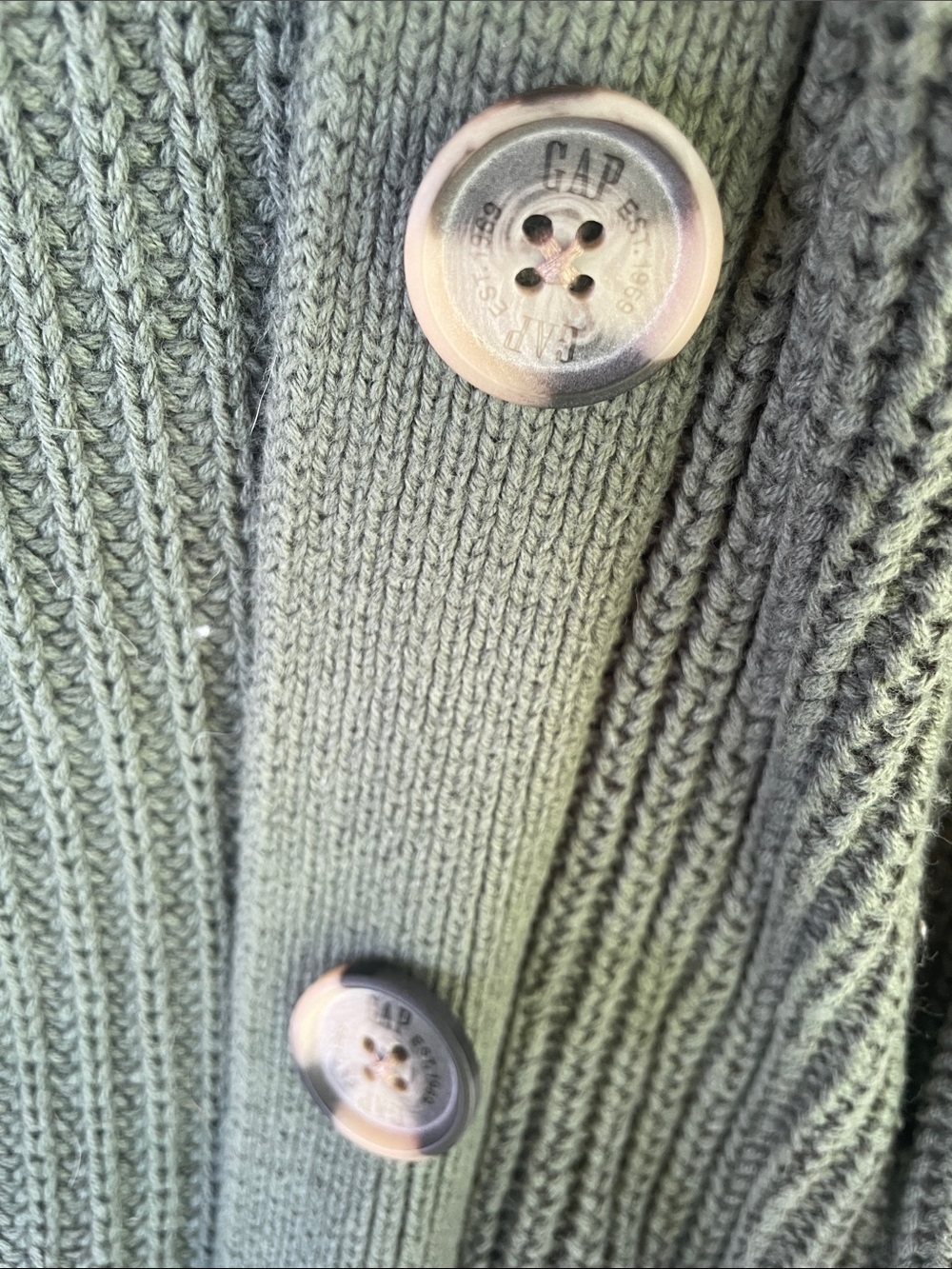 GAP Olive Ribbed Button-Front Cardigan - Picture 3 of 7